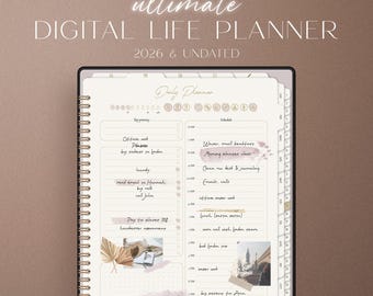 2026 Digital Planner, All in One Planner, iPad Planner, Daily Journal, Goodnotes Planner, Noteshelf Planner, Dated Digital Life Planner 2025