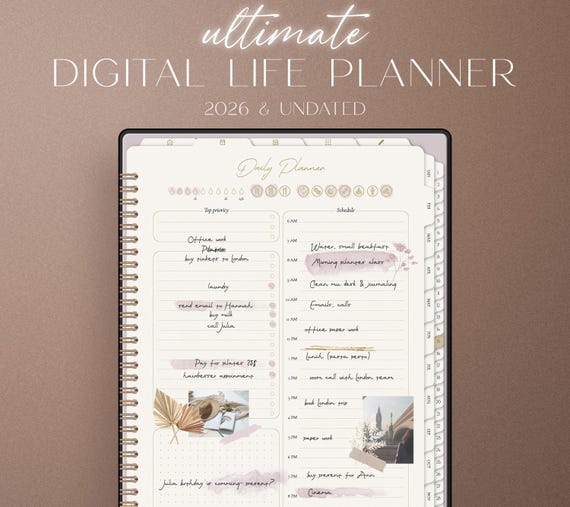 2026 Digital Planner, All in One Planner, iPad Planner, Daily Journal, Goodnotes Planner, Noteshelf Planner, Dated Digital Life Planner 2025