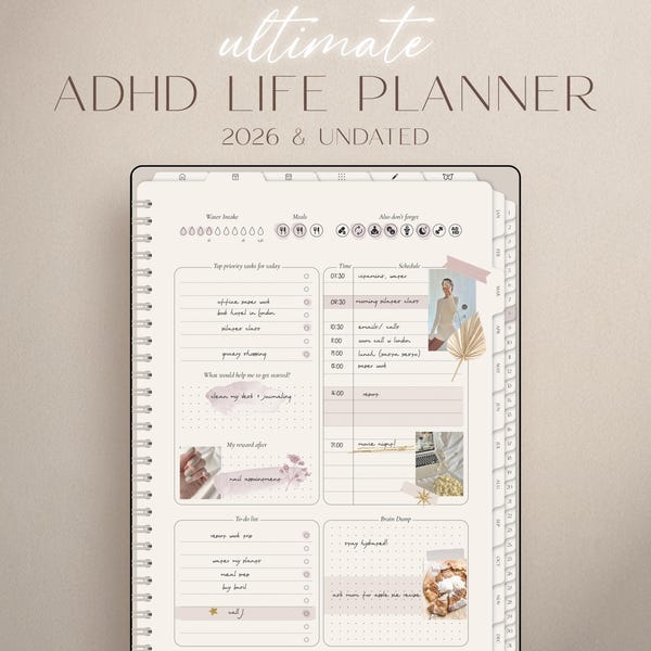 ADHD Digital Planner 2026, ADHD Planner Adult, iPad ADHD Planner, Goodnotes Android Planner, Daily Planner, Science based, Digital Planner