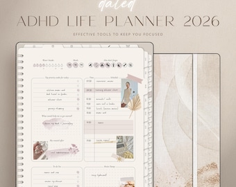 ADHD Digital Planner 2026, ADHD Planner Adult, iPad ADHD Planner, Goodnotes Android Planner, Daily Planner, Science Based Digital Planner