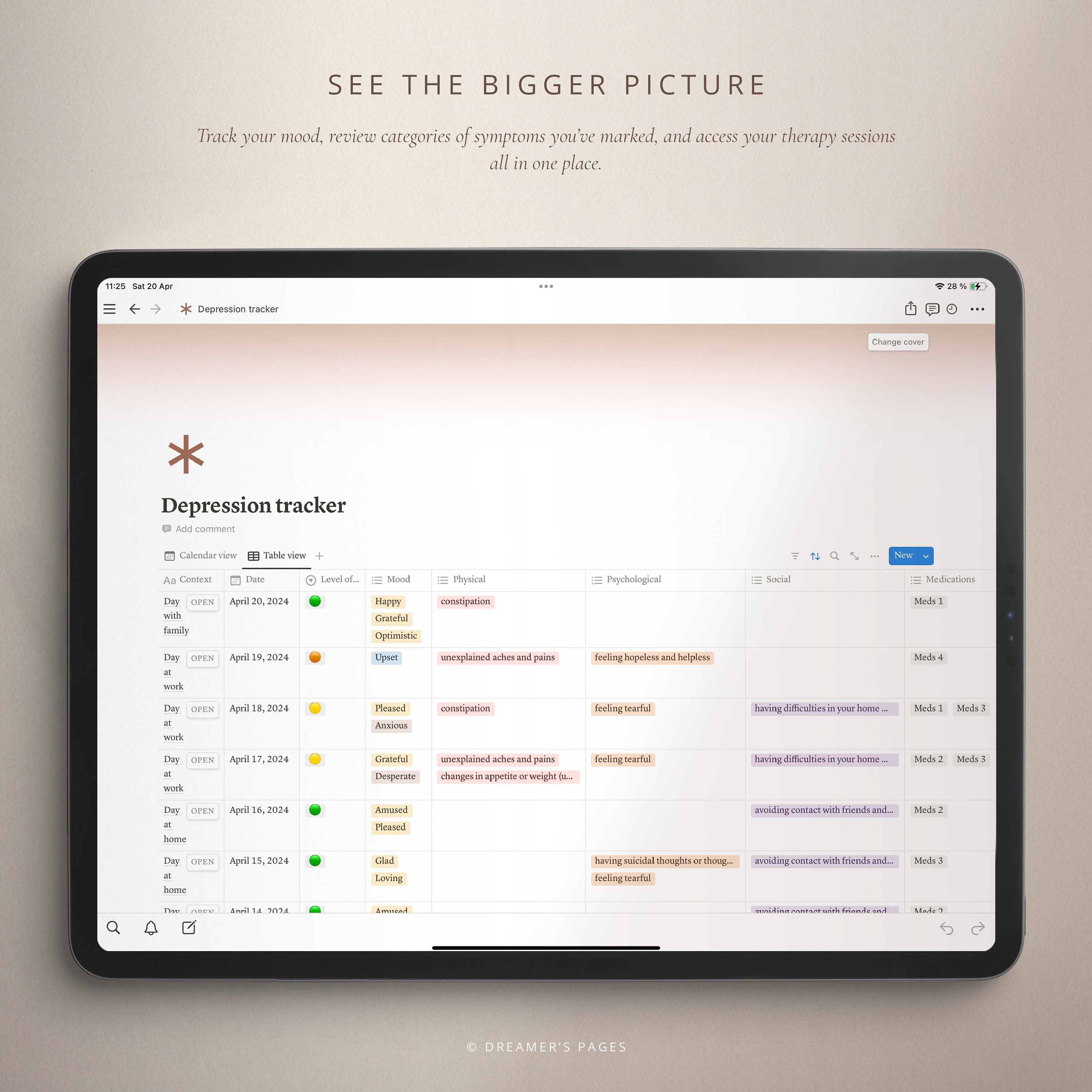 Depression Tracker | Notion Template | Mental Health Tracker | Daily Depression Tracker ...