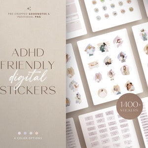 ADHD Digital Stickers | 1400 Goodnotes Stickers | Watercolor Stickers | Digital Planner Stickers | Pre-cropped ADHD Stickers | Sticker Book