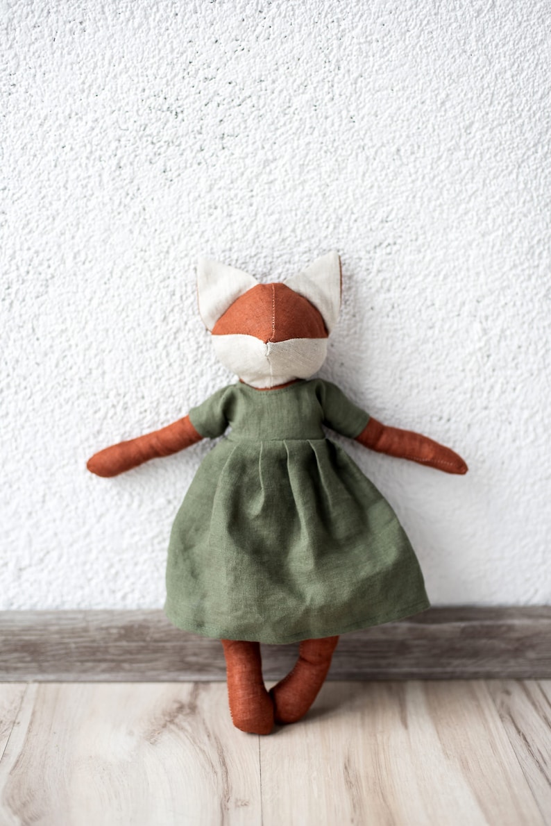 Forest animal PDF sewing pattern, Stuffed Animal, DIY soft Fox toy doll with overall, Instant Download Sewing Pattern image 5