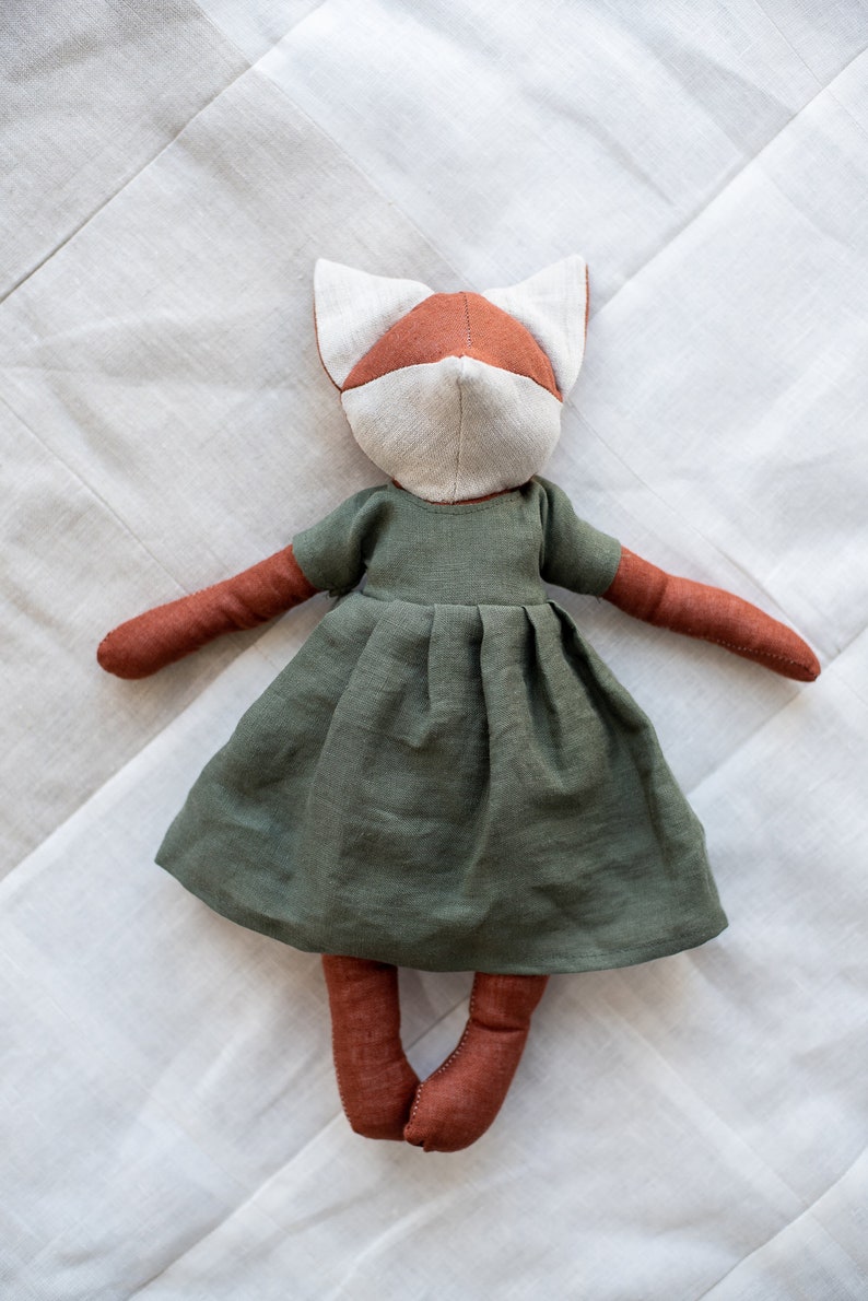 Forest animal PDF sewing pattern, Stuffed Animal, DIY soft Fox toy doll with overall, Instant Download Sewing Pattern image 3