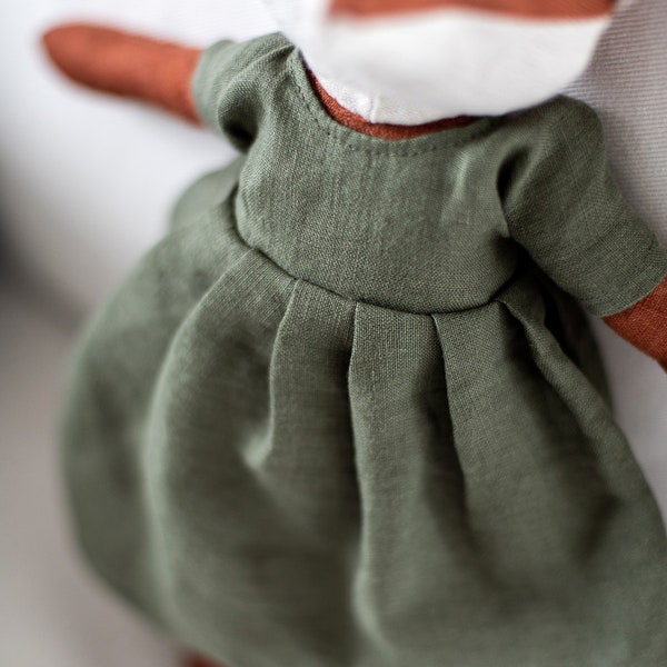 Linen dress sewing pattern, DIY soft toy doll clothing, Instant Download Sewing Pattern