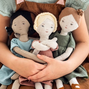 Soft doll PDF sewing pattern kit, ragdoll tutorial, DIY doll with overall, Instant Download Sewing Pattern