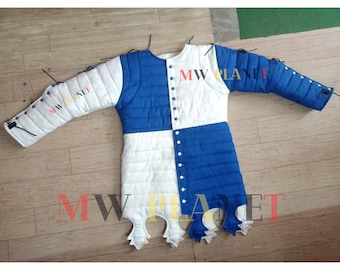Medieval Padded Gambeson: Full Sleeve Aketon, Cotton Armor Jacket