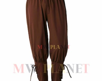 Pantalon médiéval en coton : pantalon de costume de pirate viking Renaissance