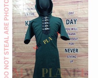 Men's Medieval Cotton Tunic: Renaissance Half Sleeve Costume Shirt