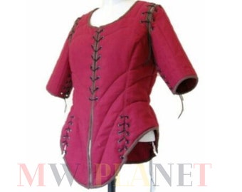 Medieval Arming Cotton Fabric Female Doublet Costume Jacket Historical Times I Viking Protective Aketon Best for SCA LARP Reeanctment X-Mas