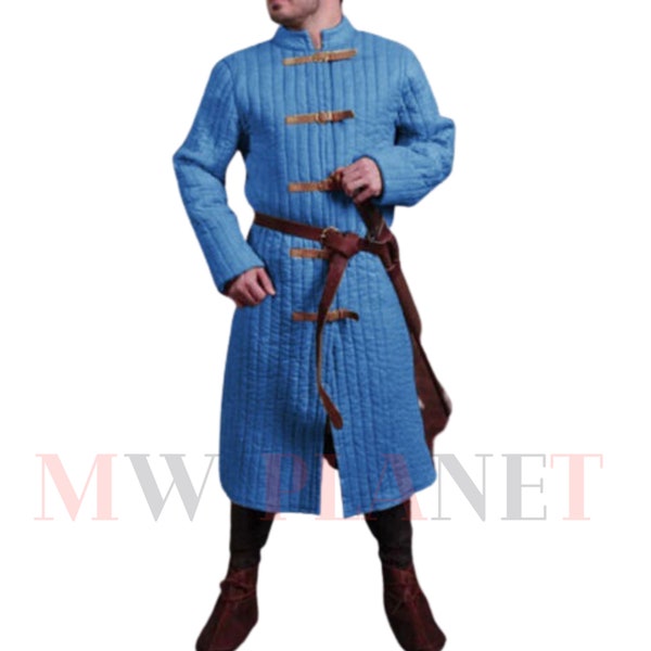 Medieval Viking Gambeson For Sca Larp Full Sleeve Cotton Fabric Aketon Jacket Thick Padded Costume For Reenactment Historical Winter Sale