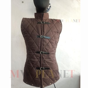 Medieval Viking Gambeson Short Sleeveless Cotton Fabric Protective Thick Padded Armor Aketon For Reanctment Of Historical Jacket SCA LARP