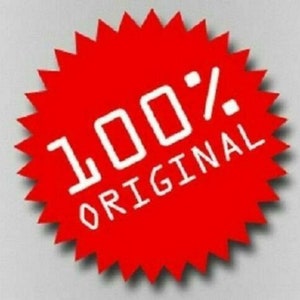 K&ouml;nnte beinhalten: Ein roter, sternf&ouml;rmiger Aufkleber mit wei&szlig;em Text, der "100% ORIGINAL" lautet.