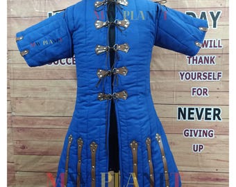 Medieval Padded Cotton Gambeson – Half Sleeve Aketon, LARP Costume
