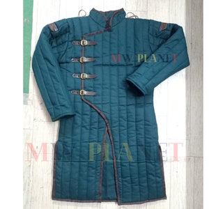 Medieval Viking Thick Padded Gambeson Full Sleeve Cotton Fabric Aketon Sca Larp Jacket Costume For Reenactment Historical Clothing Gift