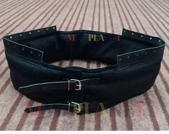 Medieval Armor Padded Waist Belt – Quilted Cotton C-Belt with Leather Buckle Armor for LARP, SCA, Cosplay & Historical Reenactments Costume