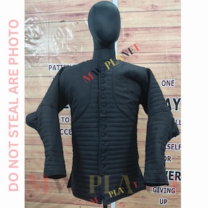Medieval Viking Cotton Gambeson Armor Jacket - Thick Padded Cotton, Full Sleeve Quilted Coat for LARP, Cosplay, SCA & Historical Reenactment