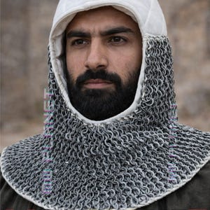 Medeltida ringbrynja | Vadderad bomull, 9 mm MS-ringar | LARP-rustning