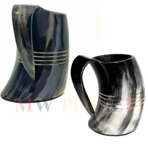 Medieval Viking Drinking 6 to 7 inch Horn Mug For Ale Beer Wine Great Handcrafted Craftsmanship Genuine tankard Ox Horn Mug Reenactment