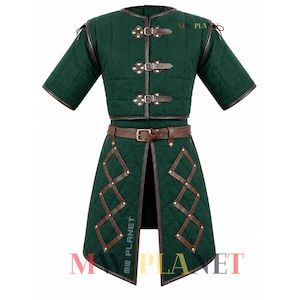 Medeltida Gambeson-rustning: Vadderad bomullsquiltad lajvkostym bild 2