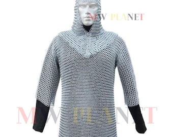 Camisa de malla metálica de aluminio hecha a mano: armadura ligera para LARP y cosplay.