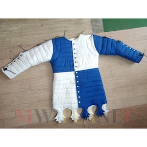 Medieval Padded Gambeson Protective Armor Full Sleeve Zig-Zag Aketon Cotton Fabric I Reanctment Of Historical Jacket SCA LARP Halloween Gift