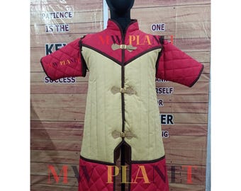 Medieval Padded Cotton Gambeson – Half Sleeve Aketon, LARP Armor