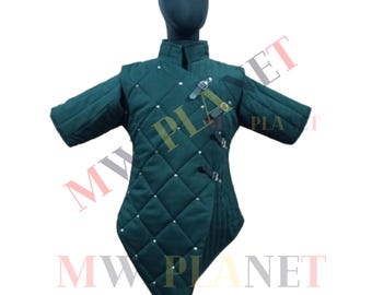 Medieval Padded Gambeson: Half Sleeve Cotton Aketon - SCA LARP Costume