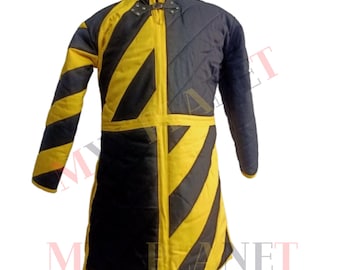Medieval Viking Gambeson Armor - Thick Padded Cotton Full Sleeve Aketon Jacket Costume for LARP, SCA, Cosplay & Historical Reenactment