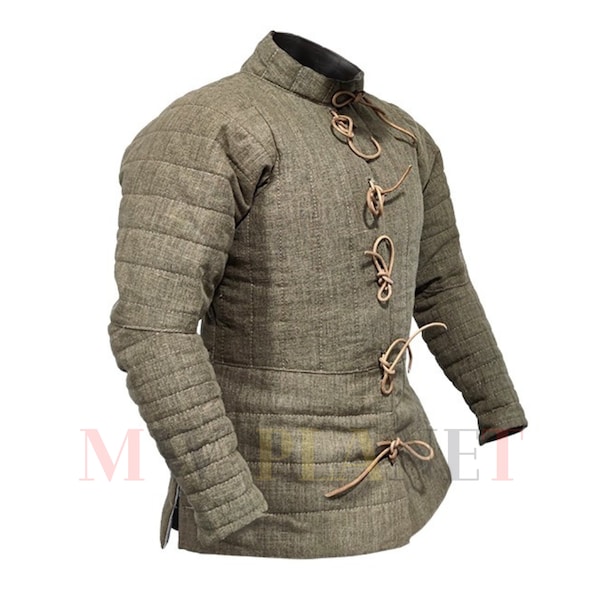 Gambison médiéval épais rembourré doublet I Costume médiéval d'armure en tissu de coton | Veste SCA Fighting Arming Idéal pour le vendredi noir et Noël