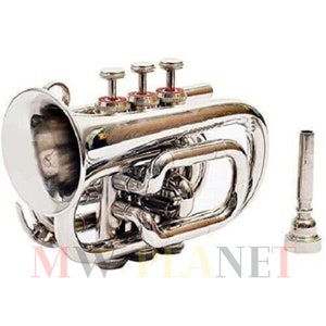 Pocket Trumpet Bb Pitch Brass with Free Hard Case & Mouthpiece – Compact Travel Trumpet for Beginners, Professionals, And students