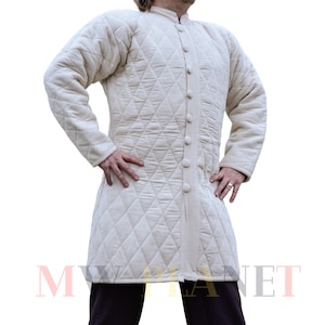 Medieval Gambeson Thick Padded Cotton Fabric Viking Protective Jacket Costume Full Sleeve Aketon Best Protective for SCA LARP Reeanctment