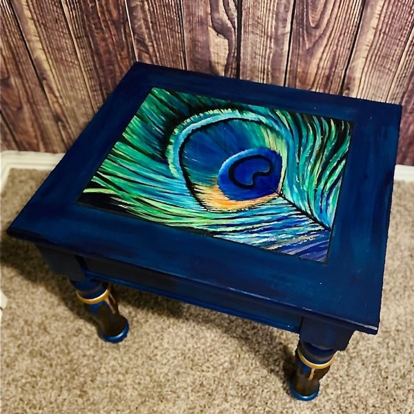 Painted Side Table Etsy
