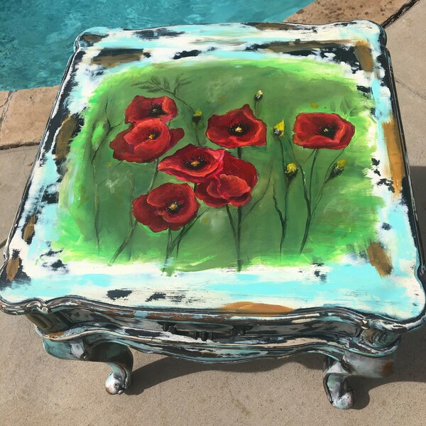 Red Paint Table Etsy