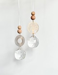 Simple suncatcher with rose gold brass pendants and wooden beads, sun crystal, light diffuser, hanging window decoration product logo