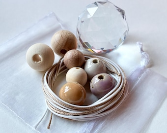Suncatcher craft kit with handmade ceramic bead | DIY material set for suncatchers as window decorations