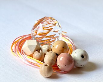 DIY Suncatcher Craft Kit with Large Crystal, Handmade Ceramic Bead, and Colored Cord | DIY Material Set for Suncatchers as Window Decorations