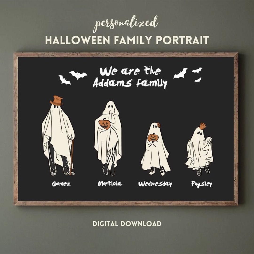 Halloween Ghost Family With Pets Custom Family Portrait - Etsy