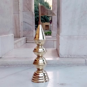 Temple Kalash Pure Brass Orginal Vrindawani 4 Steps DHWJA  Symbol on top beaautifull artical