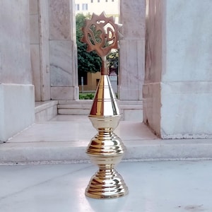 Temple Kalash Pure Brass Orginal Vrindawani 3 Steps OM SYMBOL on top beautifull artical