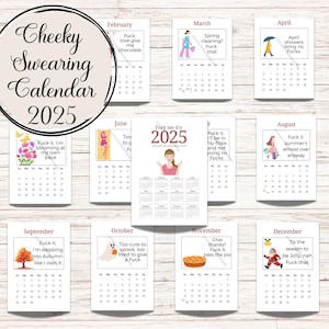 2025 Lustiger fuck it Kalender | Sofort Download PDF I Einzigartiges Geschenk I Verschenken oder selbst benutzen I Sofort download I PDF druckbar