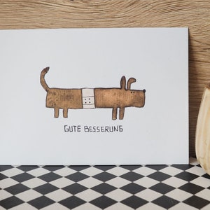 Gute Besserungs-Wuff / Genesung / Postkarte / Hund / Wuff / Alles Gute / Grußkarte / Aufmerksamkeit / Pflaster