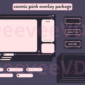 Cosmic Pink Twitch Overlay Package | Twitch Overlay, Stream Overlay | Overlays, Alerts, Panels | Animated Screens