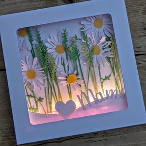 Elegante tarjeta de margaritas 3D / Tarjeta 3D con mini luces LED de hadas, personalizada, para cualquier ocasión