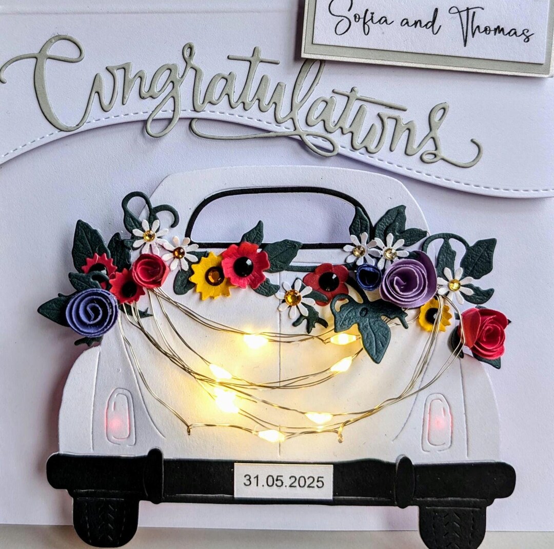 Personalized Luxury Wedding Card With Mini LED Lights and Handmade Wild ...