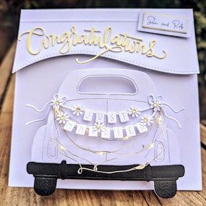 Summer wedding congratulations card for Bride and Groom| Wedding day card with mini LED lights| keepsake card  by MonaRosaStudio