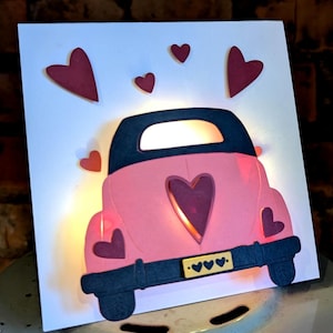 Valentinstag Karte | 3 d handgemachte Karte mit mini LED Lichterkette|
