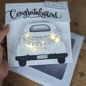 Biglietto di nozze di lusso personalizzato con mini luci LED / fatto a mano / ricordo / con scatola / disponibile portafoglio abbinato