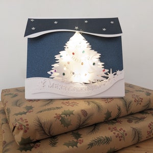 Illuminez votre sapin de Noël | Voeux de Noël| Carte souvenir élégante avec guirlandes lumineuses à LED
