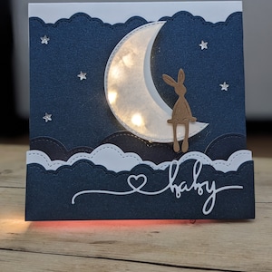 Carte de naissance personnalisée dans un coffret, carte lumineuse unique pour une fête de naissance ou cadeau souvenir de baptême pour une nouvelle maman et un nouveau papa